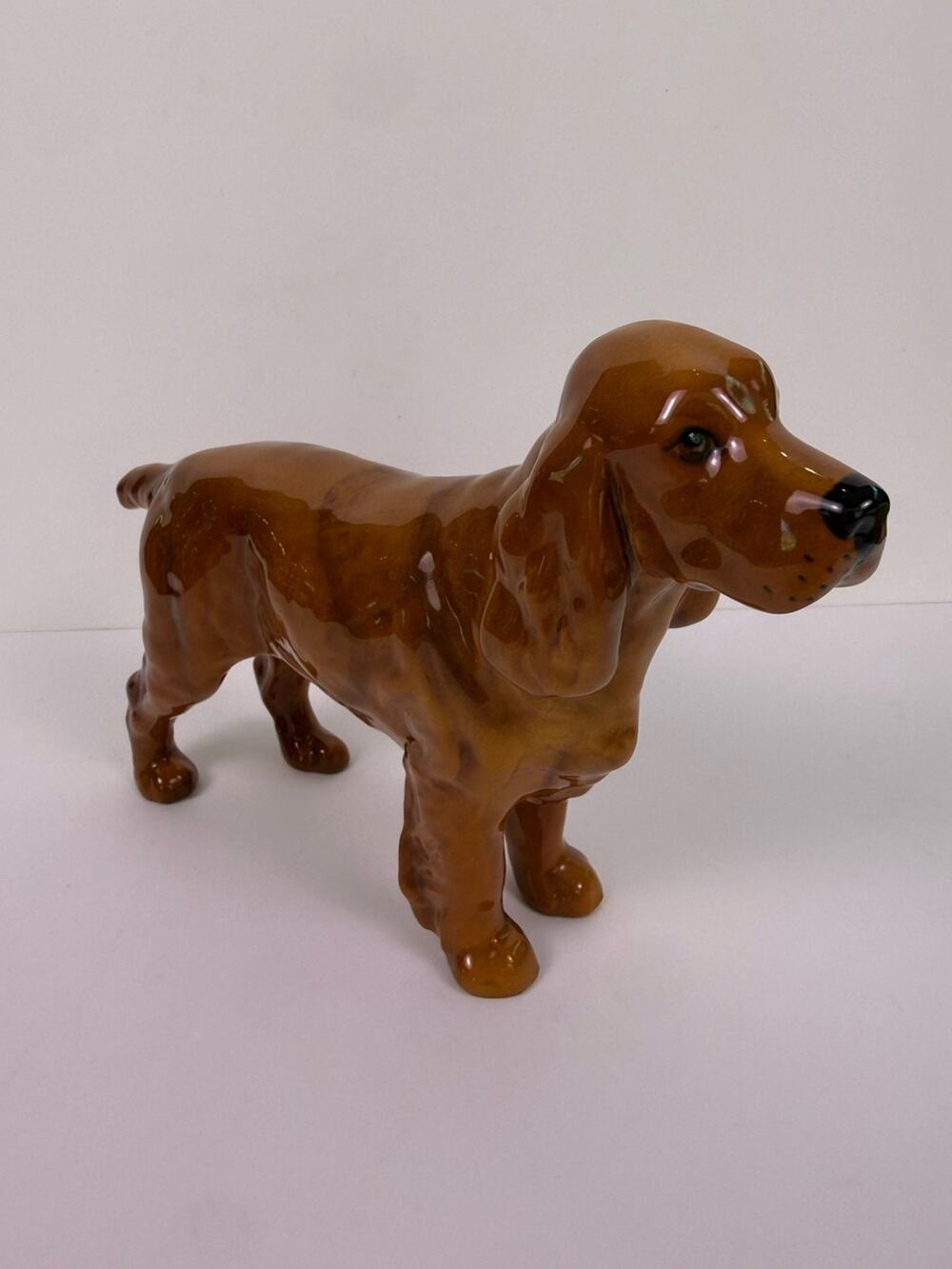Vintage Beswick England Horseshoe Primula Spaniel Dog Figurine Glossy Brown
